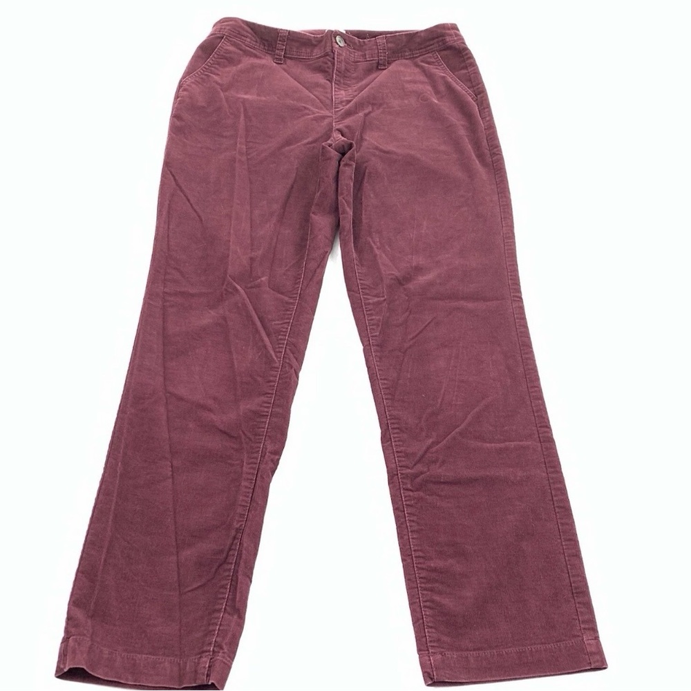 A New Day Straight Leg Corduroy Pants Womens Sz 14 Solid Burgundy Maroon Cords